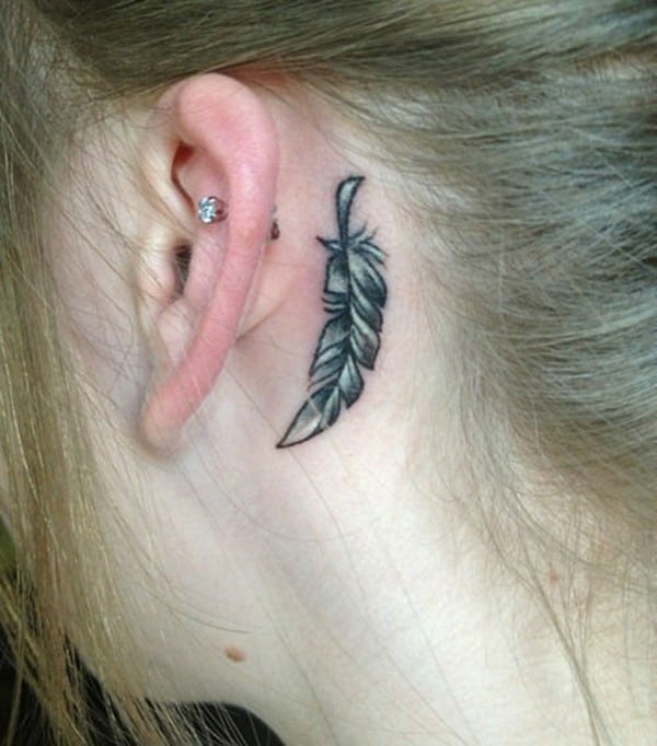 Feather Tattoo Behind Ear  Best Tattoo Ideas Gallery