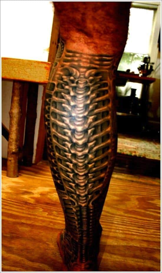 Biomechanical Leg Tattoo by Robert Witczuk