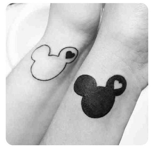 Black and White Mickey Partner Best Friend Tattoos