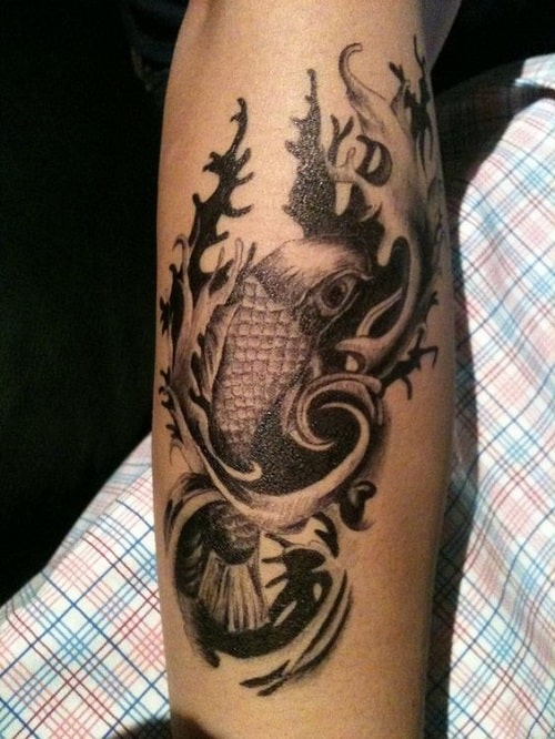 Black Koi Tattoo on Arm