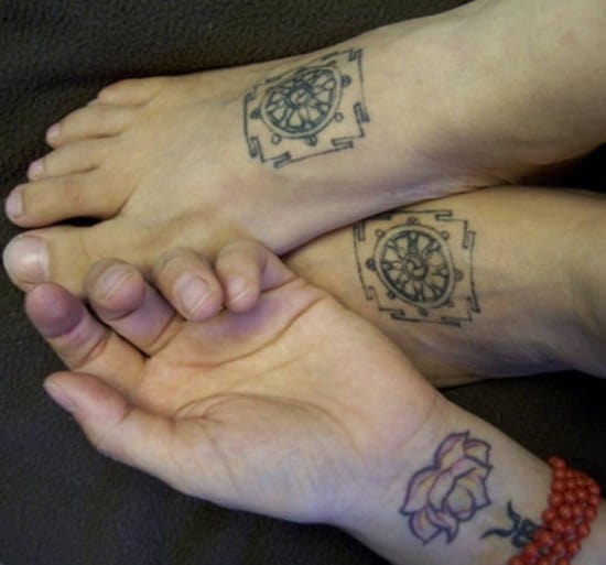 buddhist-wheel-tattoo-on-feet