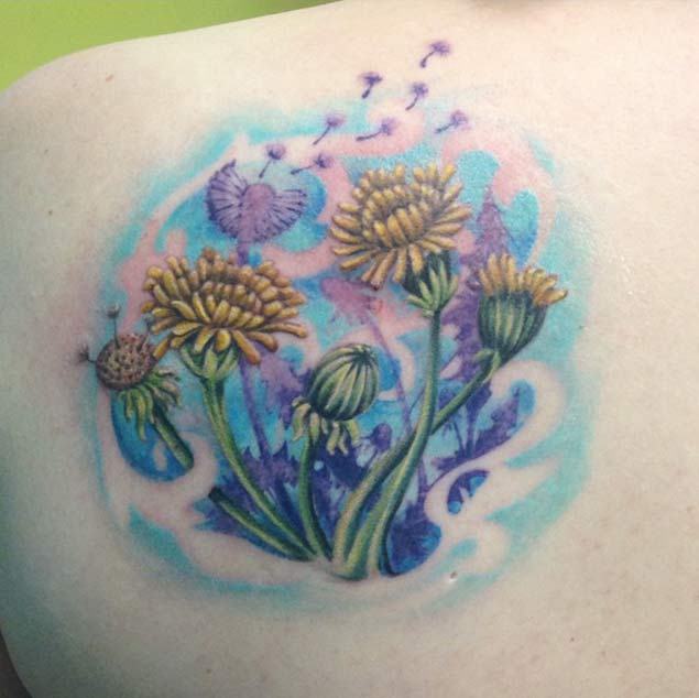 Gorgeous Dandelion Tattoo by Jessie Villars