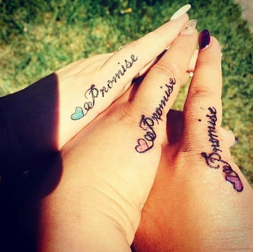 Colorful Heart Promise Friendship Tattoos
