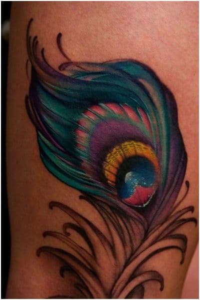 Colorful Peacock Feather Tattoo