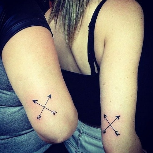 Cross Arrow Best Friend Tattoos