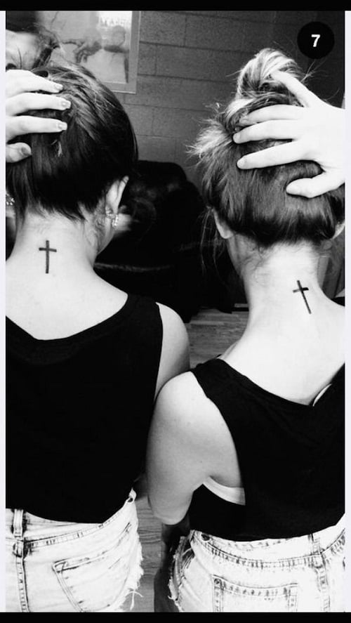 Cross on Neck Best Friend Tattoos