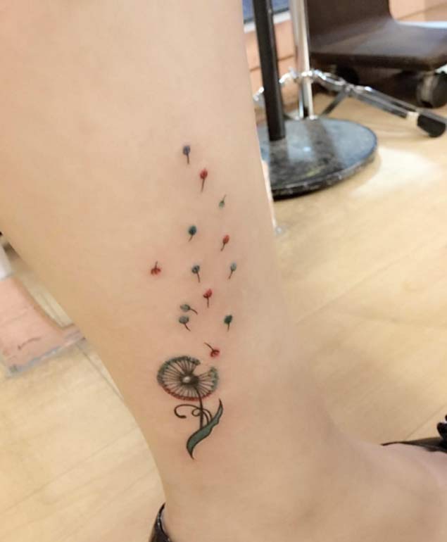Dandelion Tattoo on Leg