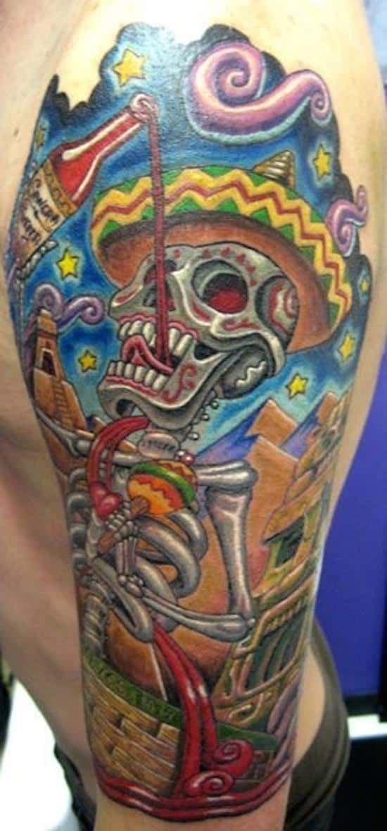 day of the dead leg skull tattoos