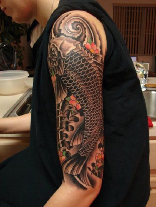 Detailed Koi Tattoo Full Sleeve