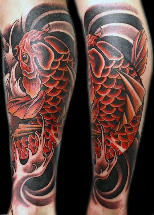 Detailed Koi Tattoos on Leg