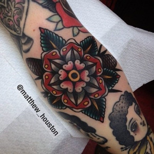 Black traditional mandala tattoo on the arm  Tattoogridnet