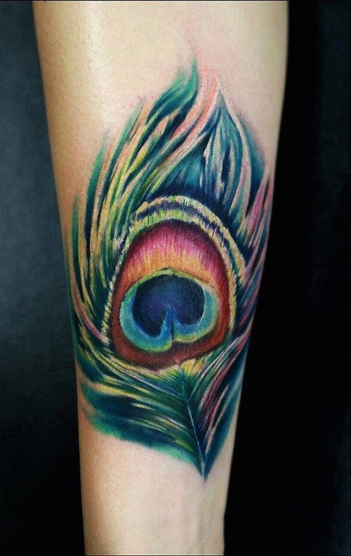 Enigmatic Color Peacock Tattoo