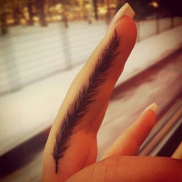 Feather Finger Tattoo