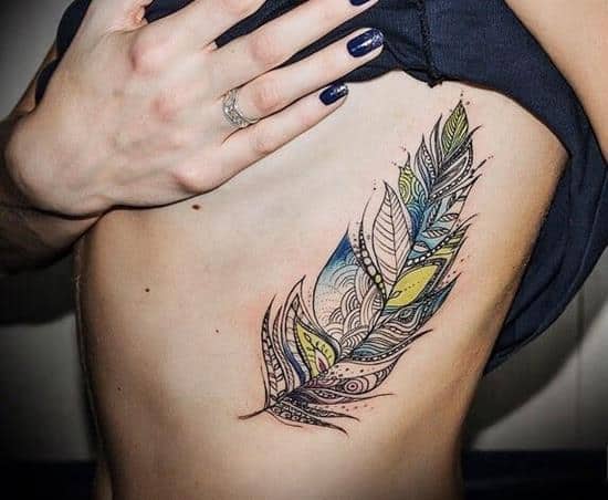 feather tattoo designs on side