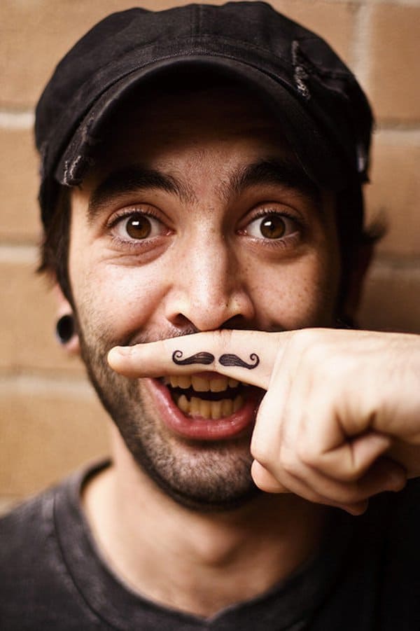 Finger Moustache Tattoo