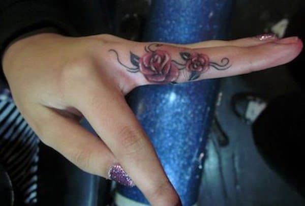 Finger Rose Tattoo