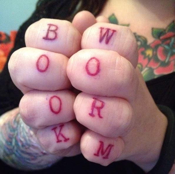 Bookworm Finger Tattoo Design