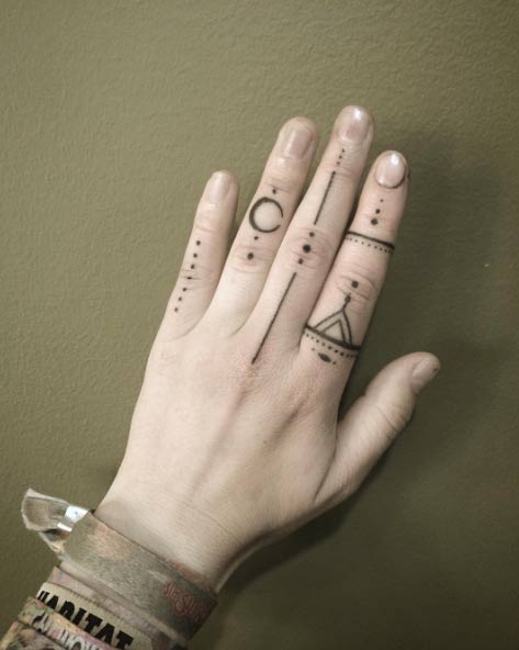 Hand Poked Finger Tattoo Designs by Goldy