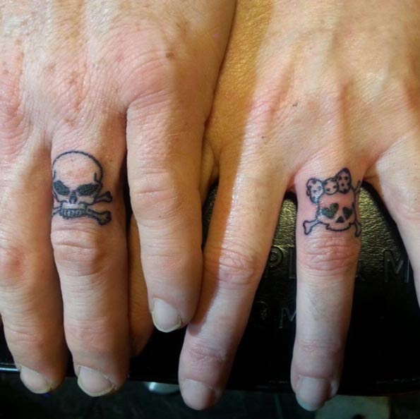 Skull and Crossbones Finger Tattoos by Jordan Goldston