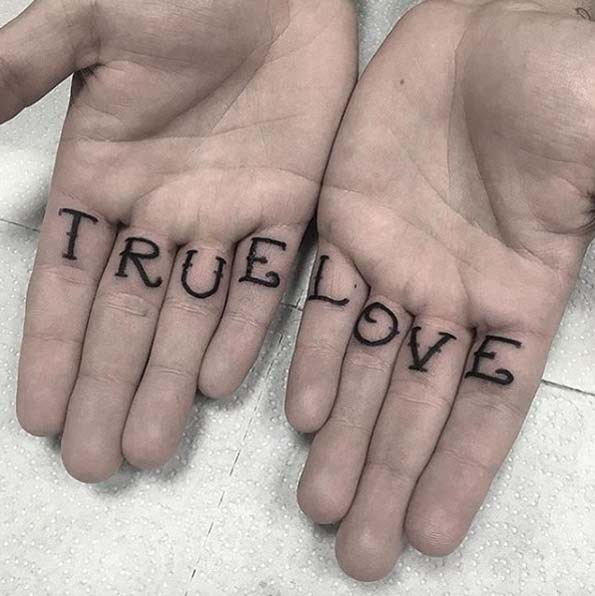 True Love Finger Tattoo by Sam Riera Cole