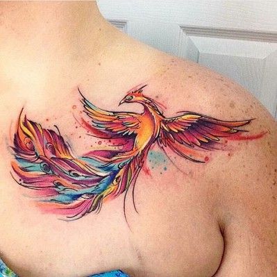Flying Peacock On Shoulder Tattoo