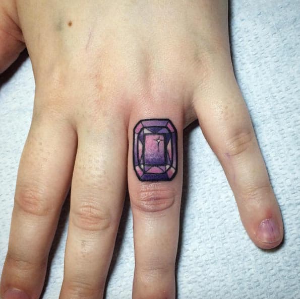 Purple Diamond Finger Tattoo by Helena Darling