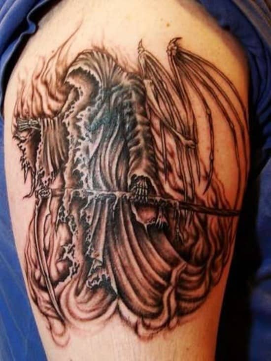 grim reaper with wings tattoo