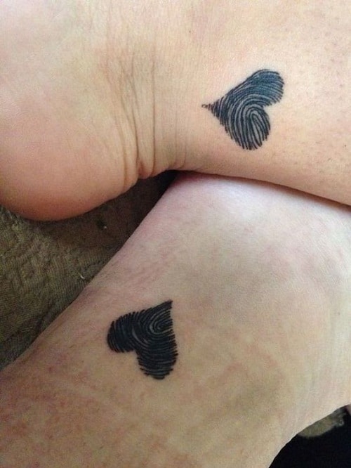 Hearts with Finger Prints Best Friend Tattoos