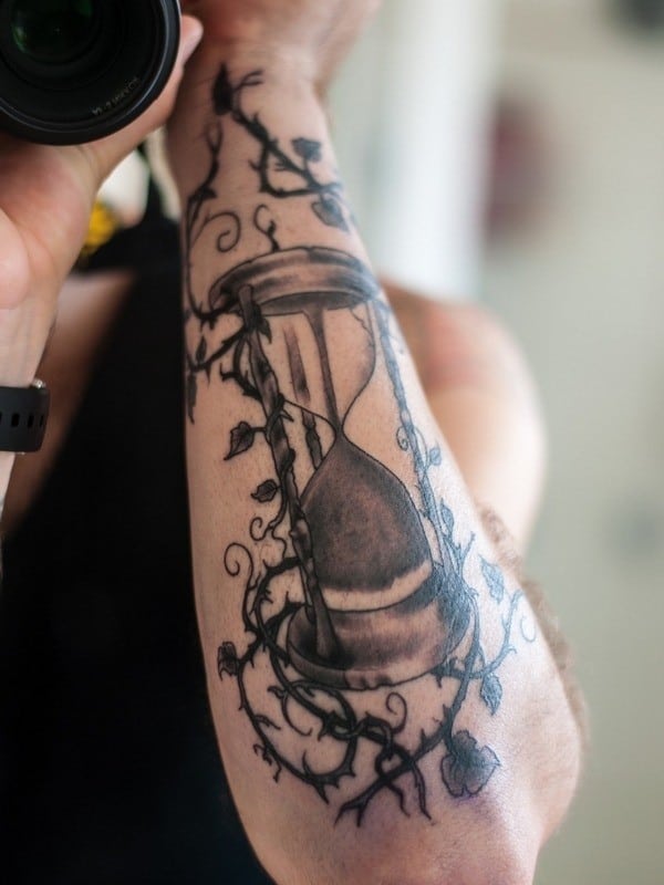 Hourglass tattoo by Yannis at Station Road Tattoo Studio Leeds UK  r tattoos