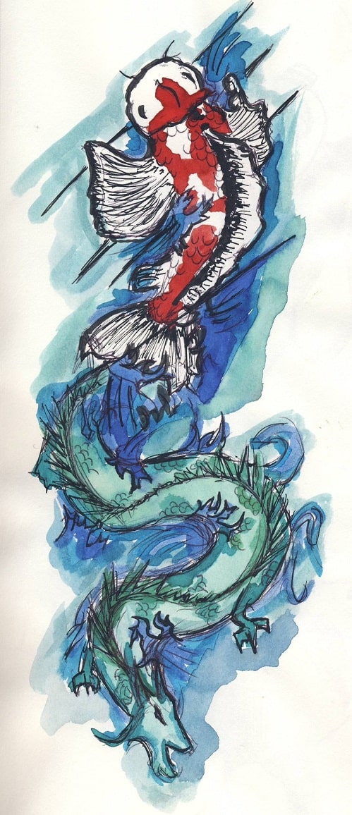 Koi Fish Dragon Tattoo Concept