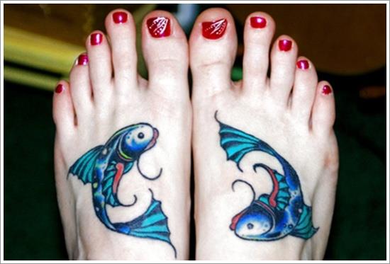 blue koi fish tattoo on foot koi-fish-tattoo-designs-23