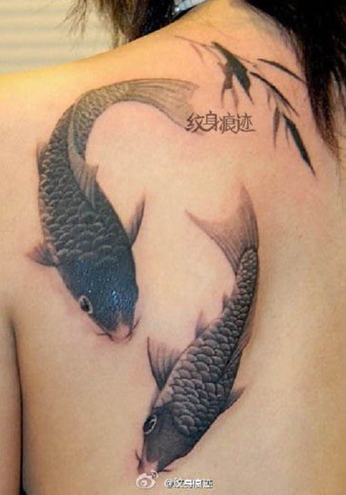 Koi Tattoo with Chinese Letters