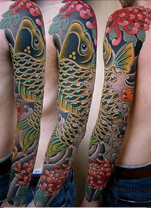 Koi Tattoo with Chyrsanthemum