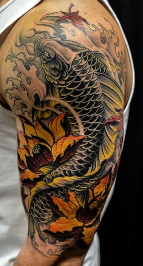 dragon koi fish tattoo forearm