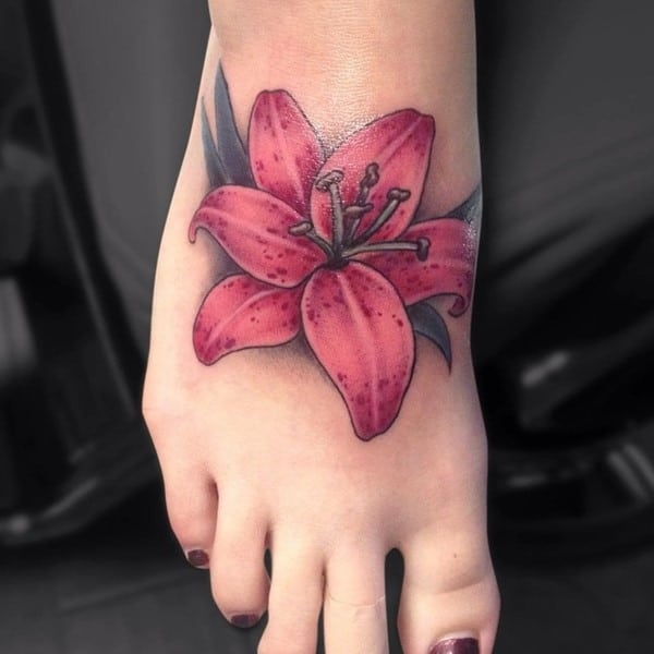 Daddy Jacks Body Art Studio : Tattoos : Flower Lily : Script Cover Up