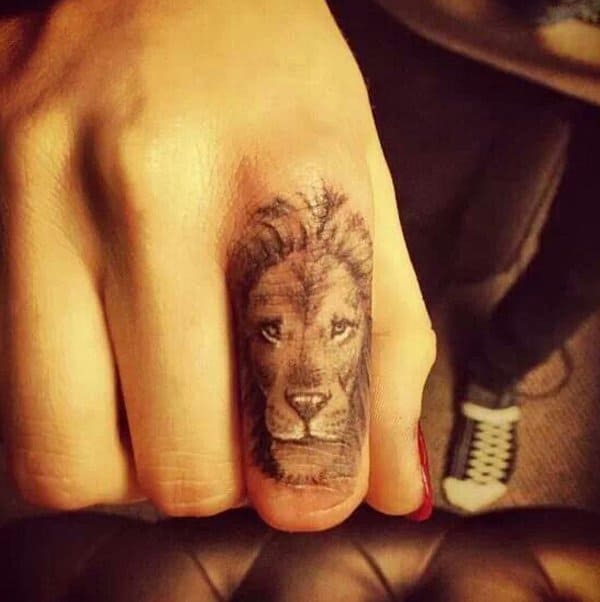 Lion Finger Tattoo