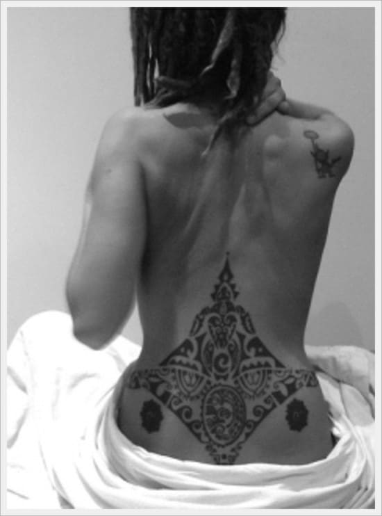 lower back tattoos black and white