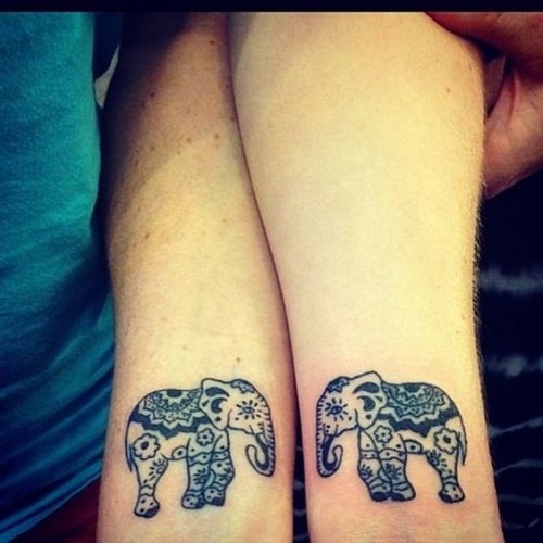 Mandala Elephant Friendship Tattoos