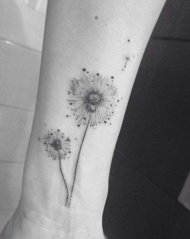 32 Lovely Dandelion Tattoos On Wrist  Tattoo Designs  TattoosBagcom