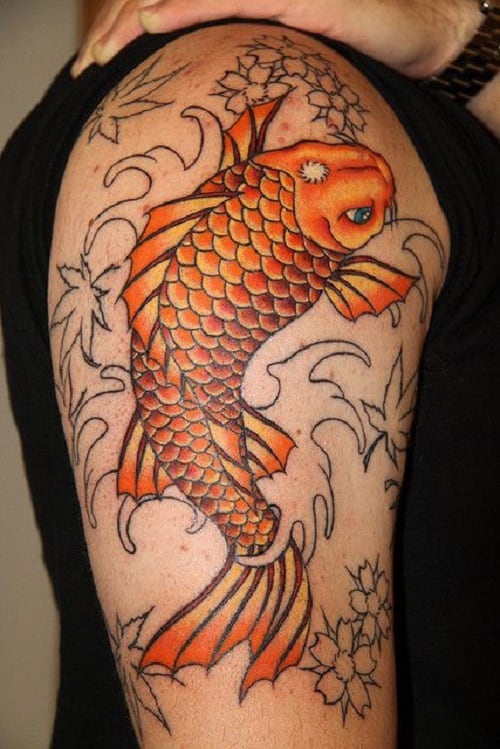 Orange Japanese Koi Fish Tattoo