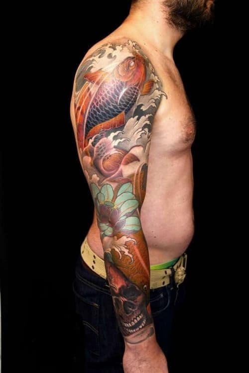 Outstanding Colorful Koi Tattoo