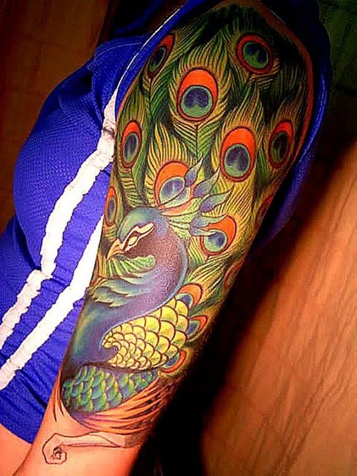 peacock tattoo by Jake Meeks TattooNOW