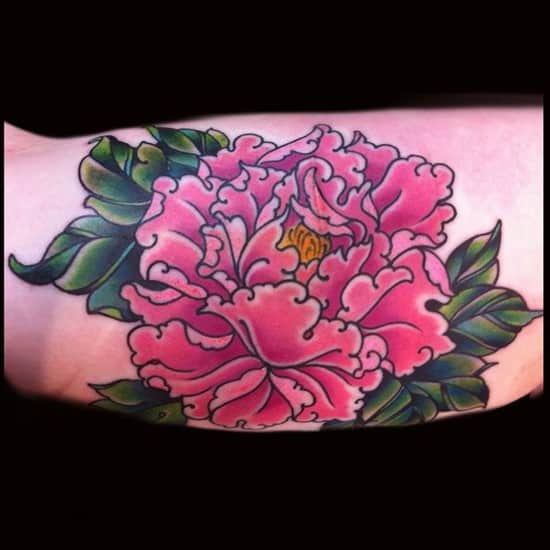 pink peony tattoo on arm peony3jessilawson