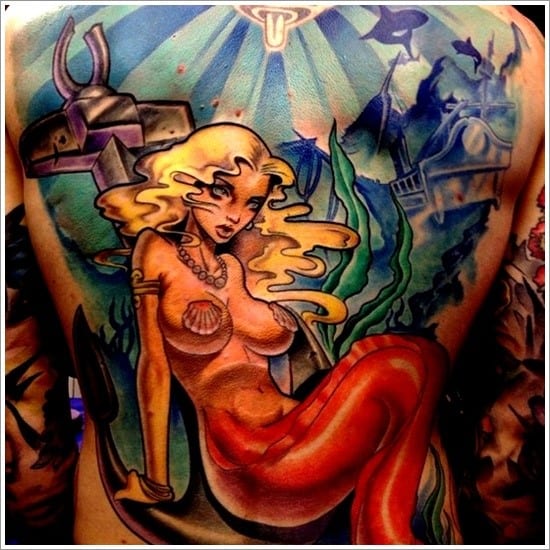 pin up girl mermaid tattoo