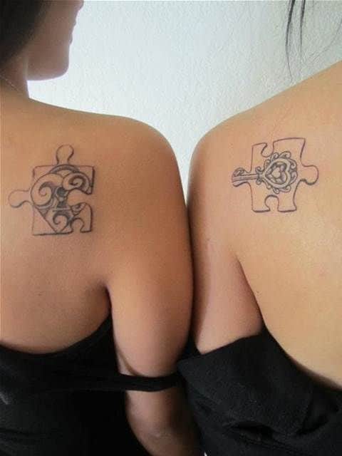 Puzzle and Lock Best Friend Tattoos