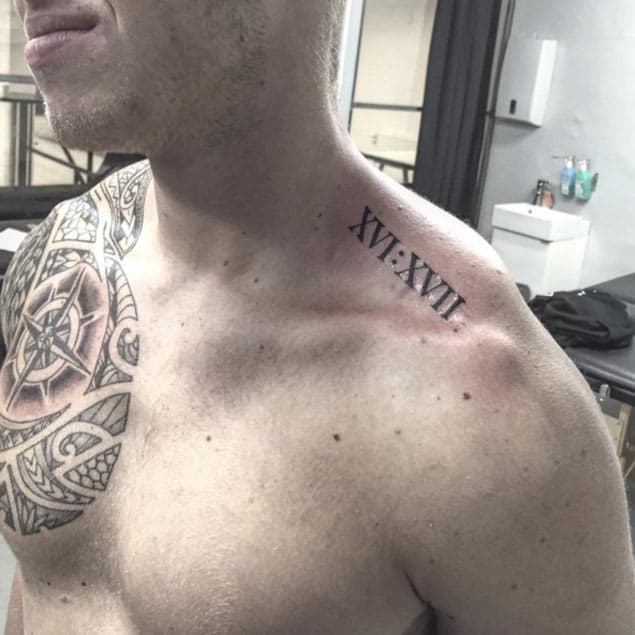 roman numeral tattoos on chest