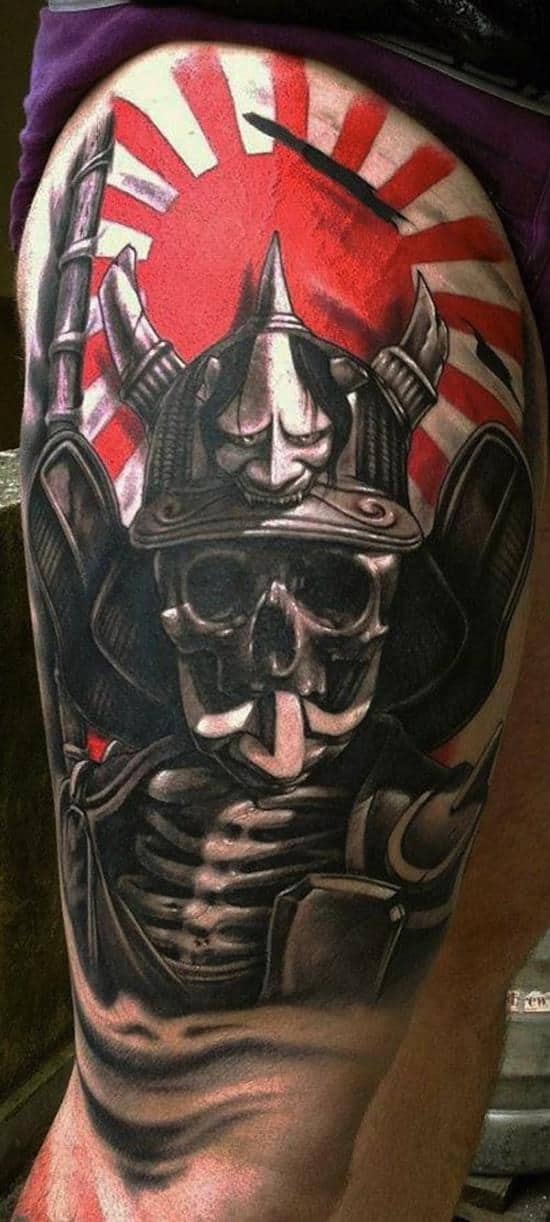 samurai thigh tattoo samurai tattoo skeleton