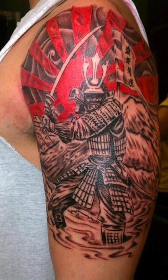 samurai arm tattoo samurai tattoo with flag