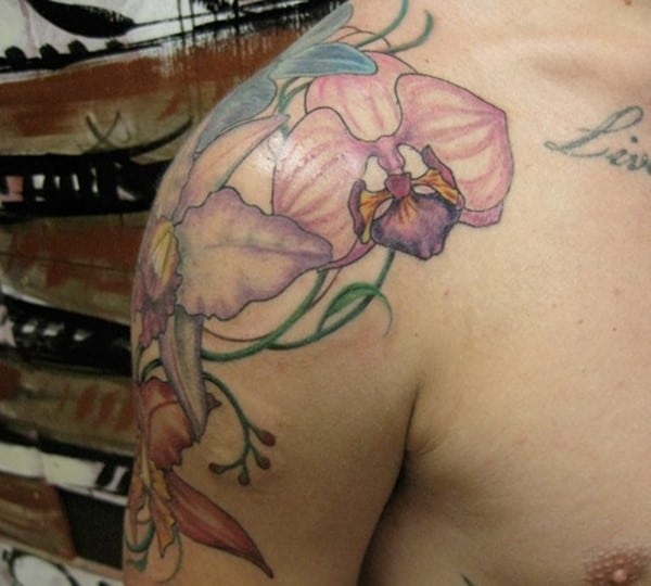 shoulder-orchid-tattoo