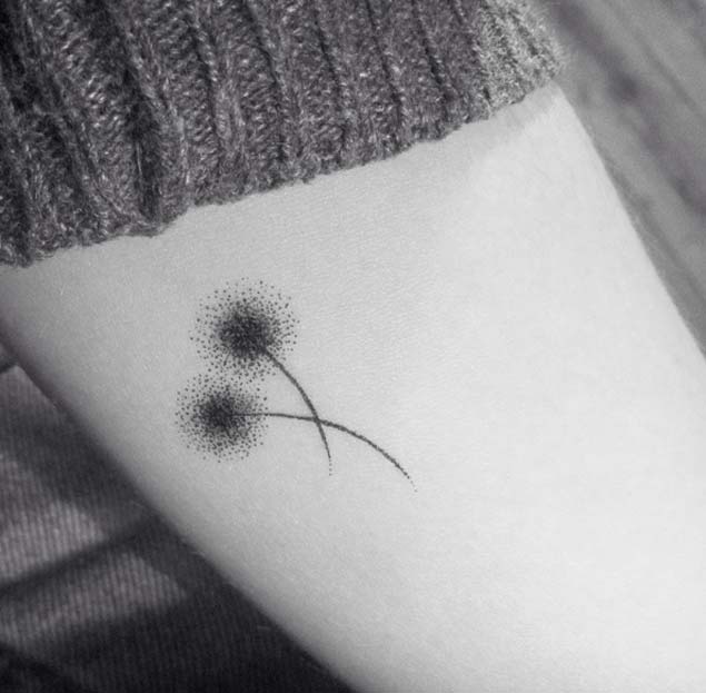 Dotwork Dandelion Tattoo by Lara